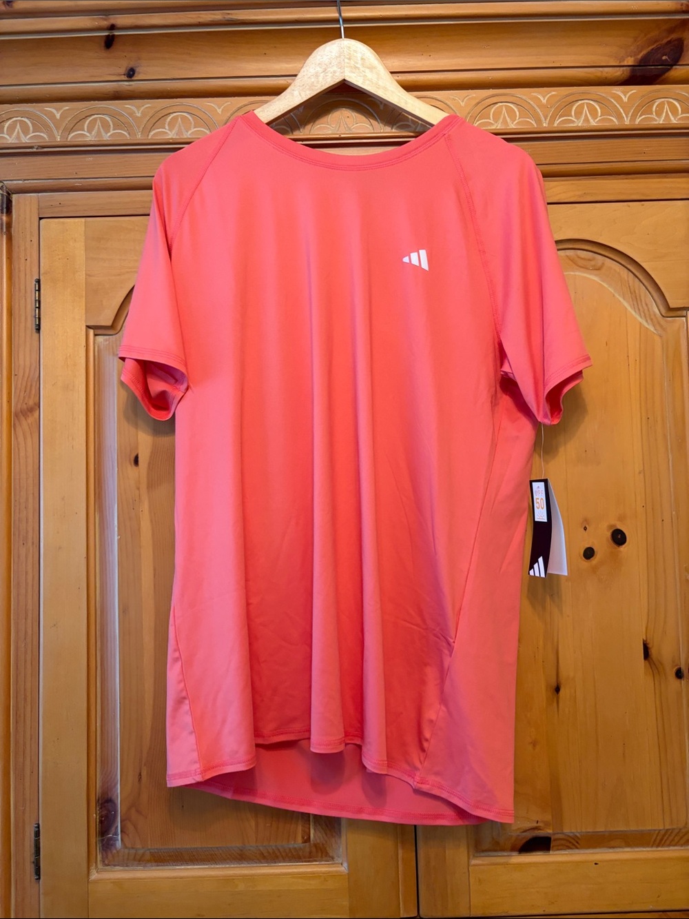 adidas Men’s Coral-Pink Short Sleeve Athletic Tee
